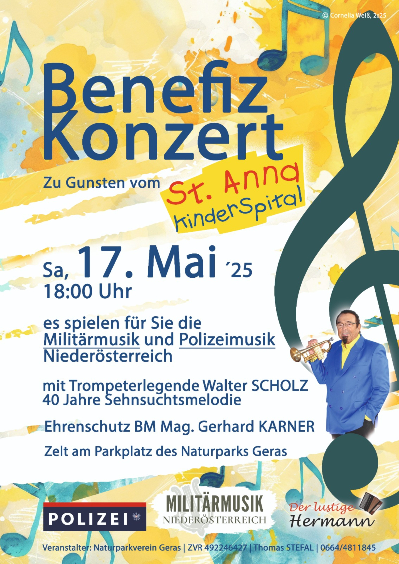 Das Veranstaltungsplakat des Benefizkonzert in Geras
