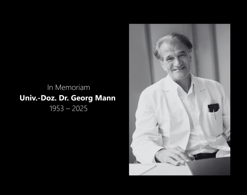 Schwarzweiß-Foto mit Lebensdaten In Memoriam Dozent Dr. Mann