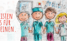 KI-generierte Kinderzeichnung zeigt Gesundheitspersonal